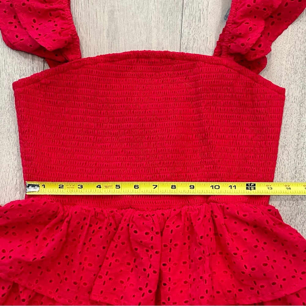 Altar’d State Amira Red Eyelet Ruffle Mini Dress - Picture 6 of 11